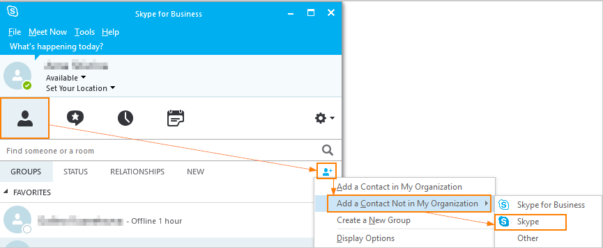 How to add an external contact to skype for business