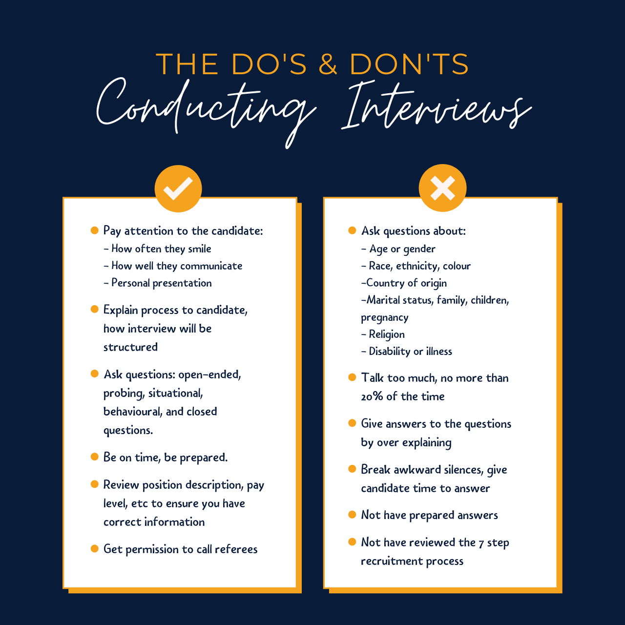 Dos and don'ts in an interview job