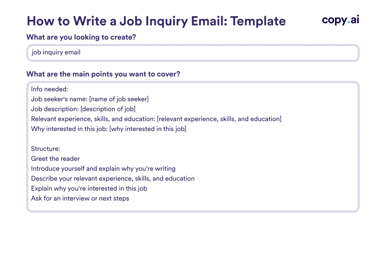 How to send an email inquiring for a job position