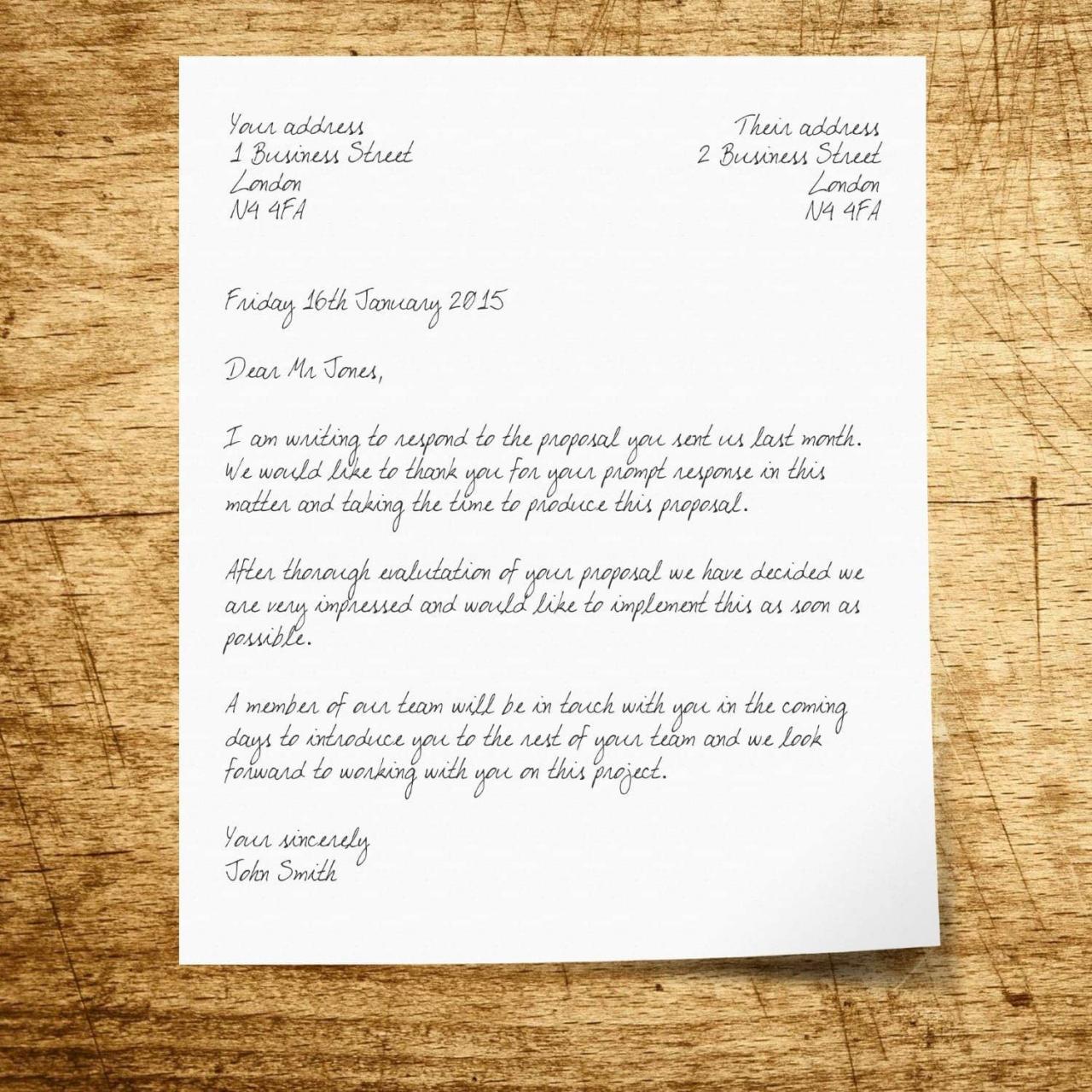 An example of a business letter
