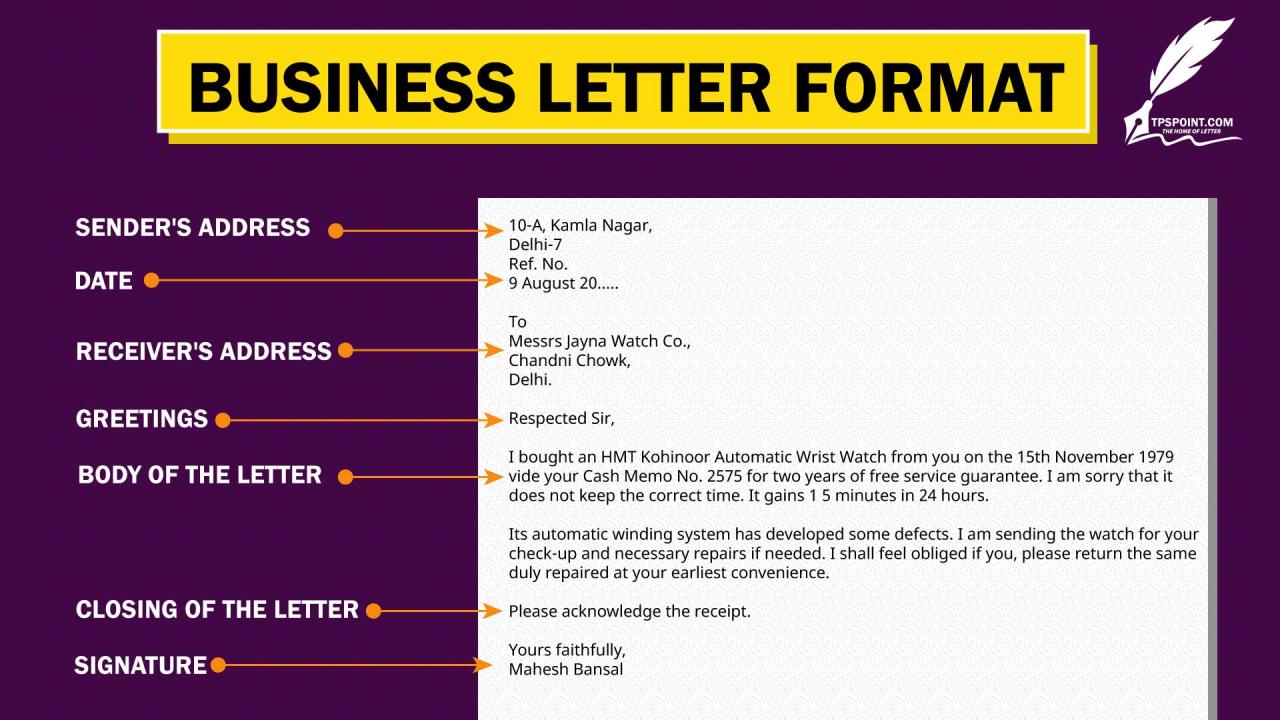An example of a business letter format