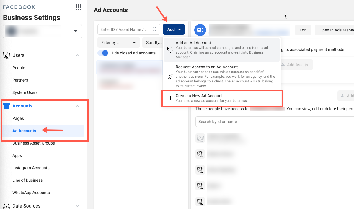 How to create an ad account on business manager