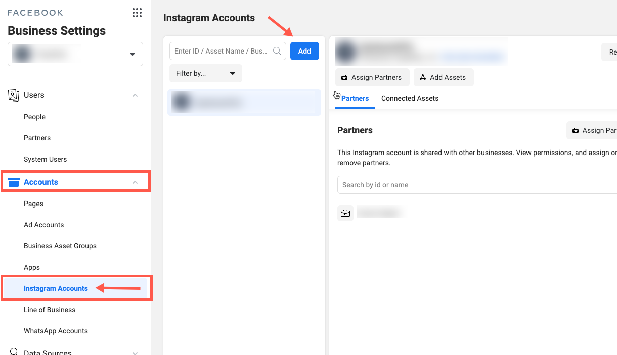 Add an instagram account to your meta business manager