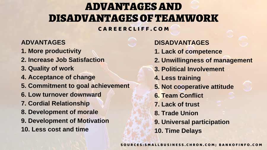 Advantages and disadvantages of team working in an organisation