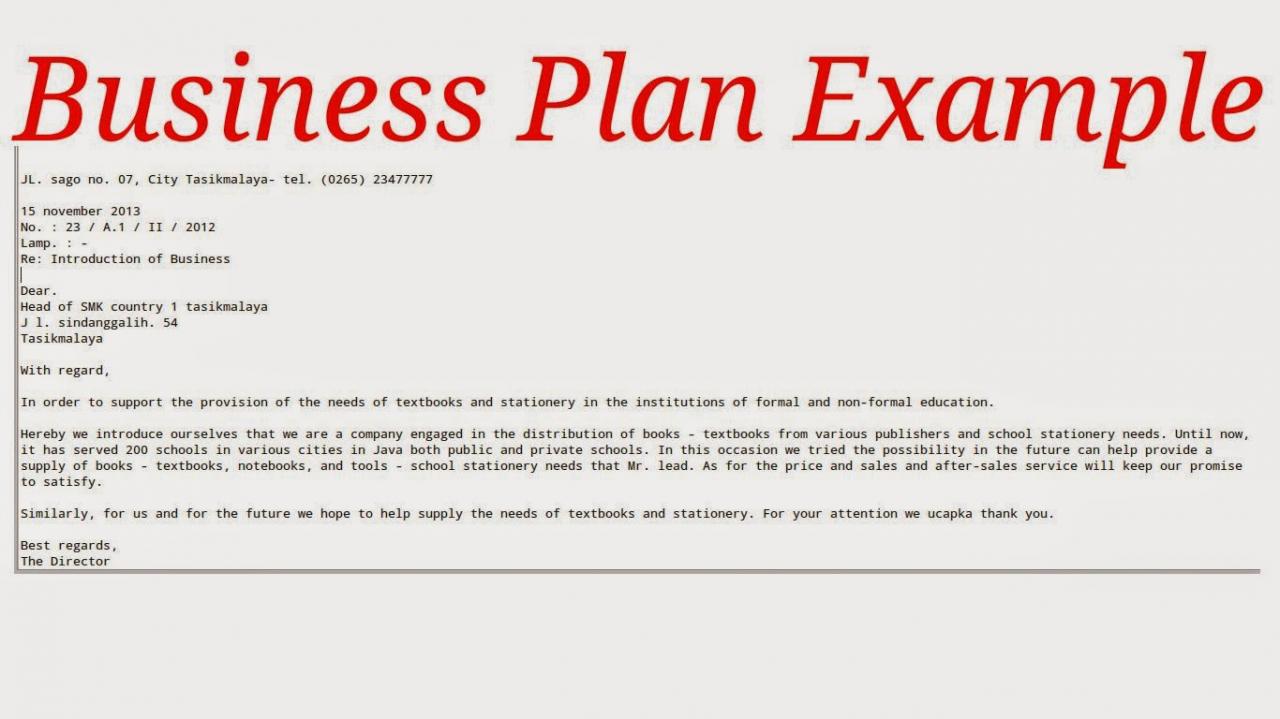 An example of a written business plan