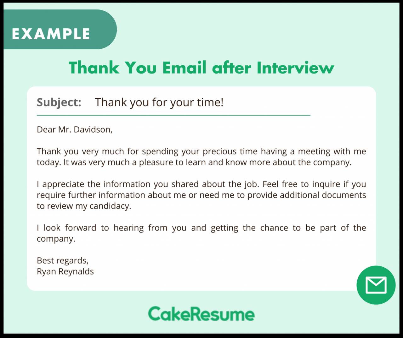 Sending an email for a job interview