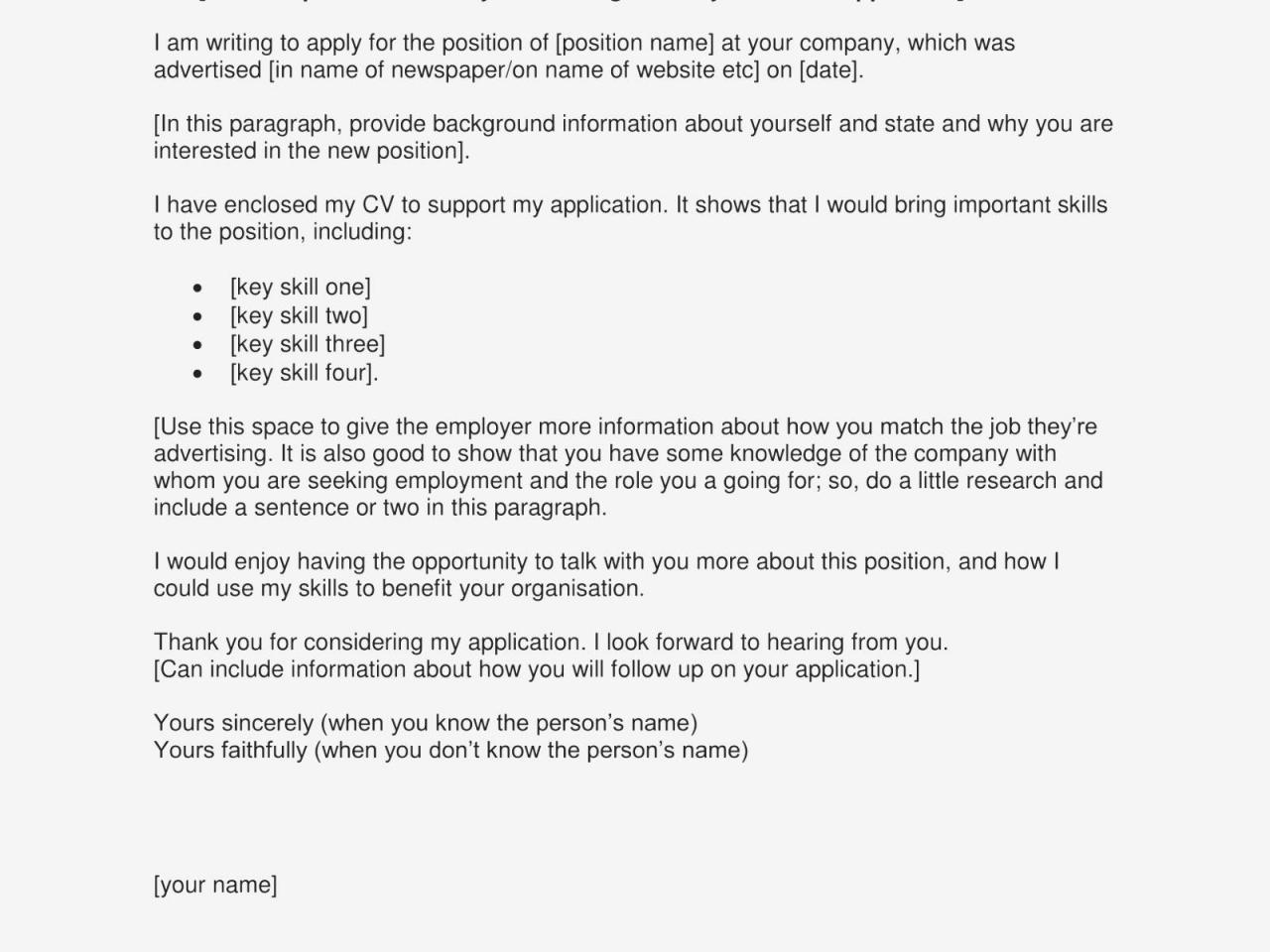 How to write an application letter for a new job