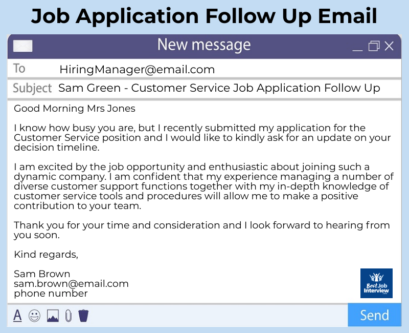 Ask for an update on job application
