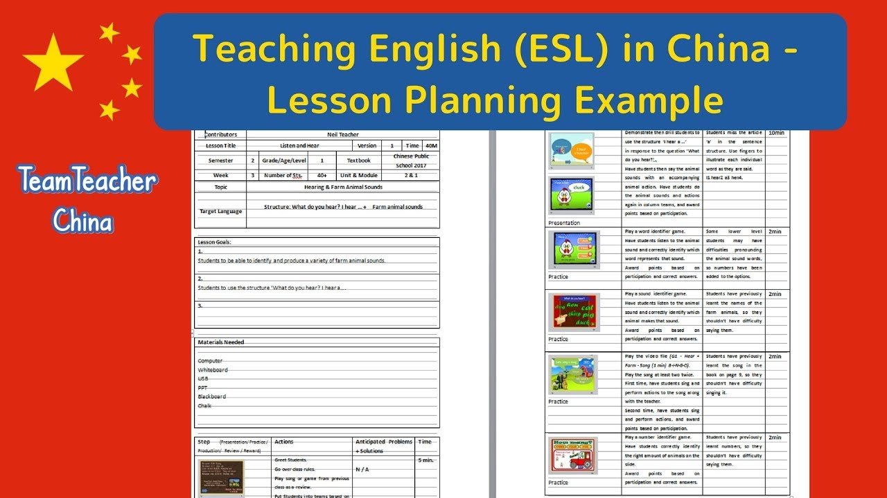 An example of a lesson plan for english