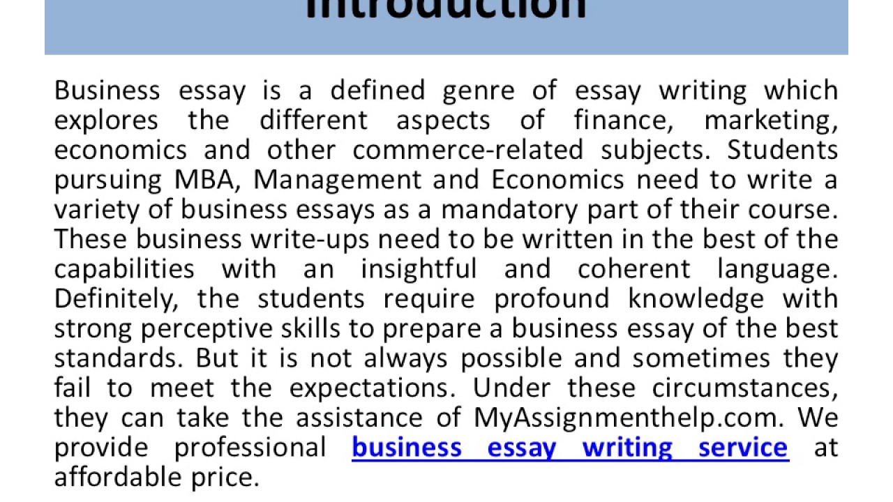 An essay about business
