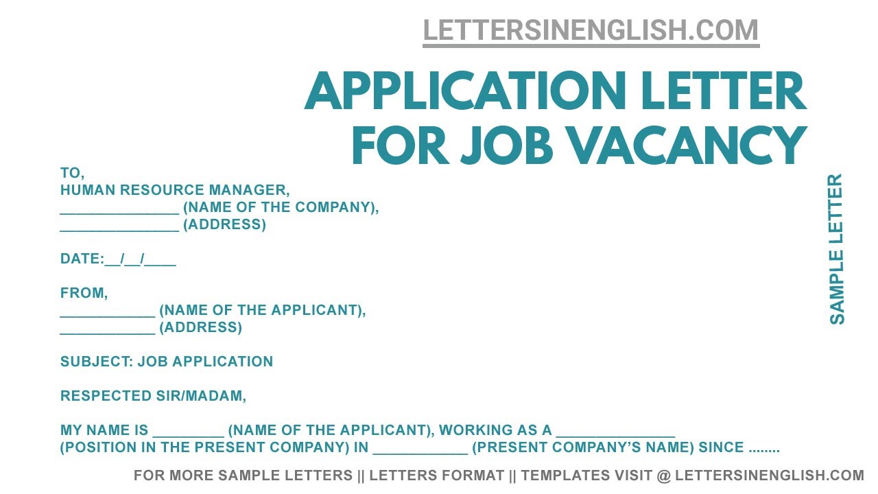 Format of an application letter for a job vacancy