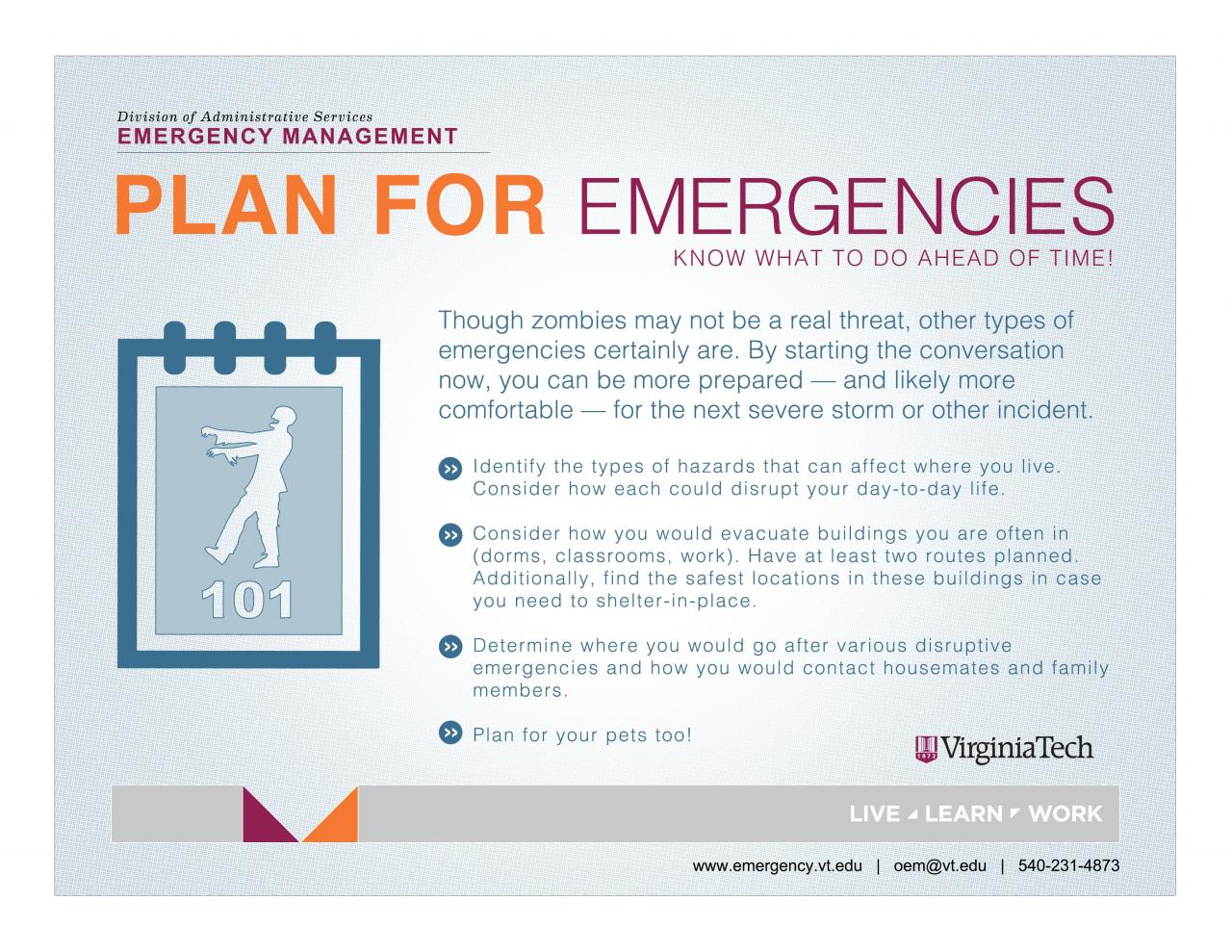 An emergency management plan does not include