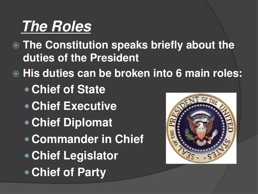 Job description of president of an organization